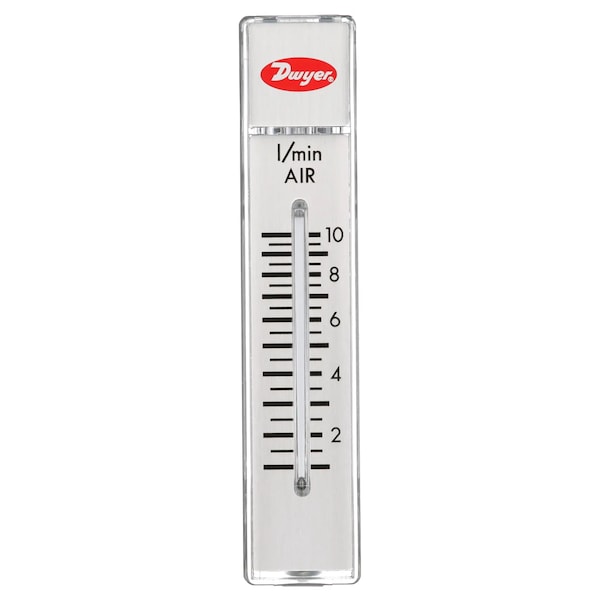 Flowmeter, range 1-10 LPM air, no valve.